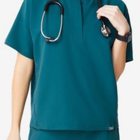 Figs Dahra Oversized Henley XXL Carribean Blue - Picture 2 of 5